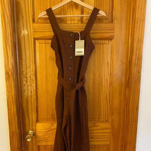 NWT Everlane Linen Picnic Jumpsuit Rosewood 00